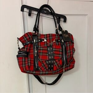 NWT - Banned Apparel Lost Queen Red Royal Stewart Rise Up Tartan Plaid Purse
